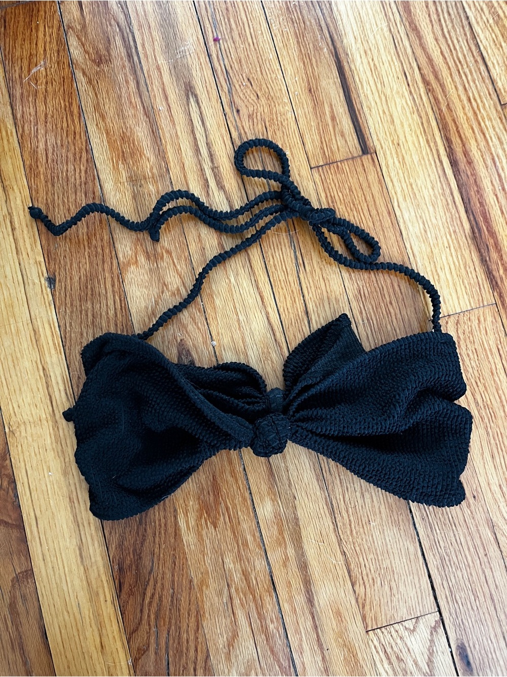 Skatie Black Crinkle Bikini Top | Size S